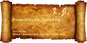 Kvasznicza Jusztin névjegykártya